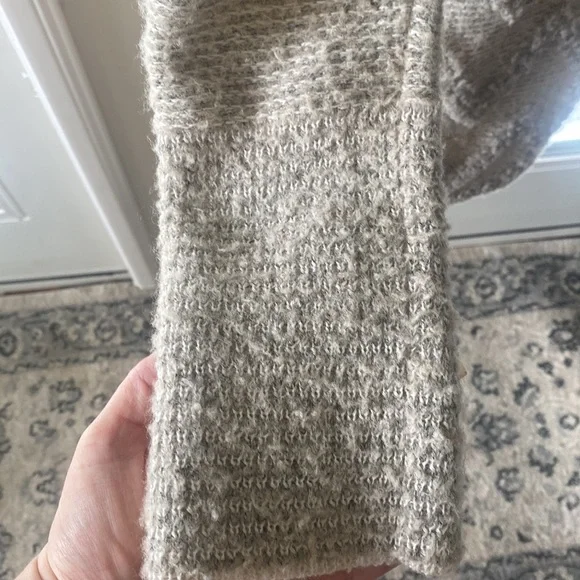 Anthropologie Angel Of The North Wool Blend Drape Tan/Cream Boho Cardigan Large - Picture 7 of 12